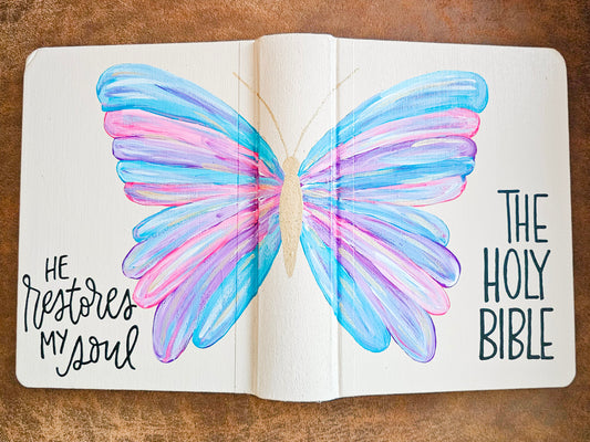Hand Painted Bible - Butterfly